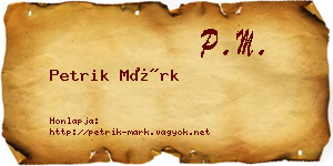 Petrik Márk névjegykártya